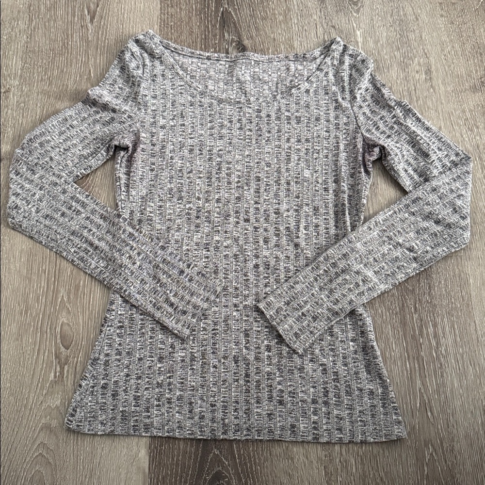 Dark Grey Scoop Neck Long Sleeve Top (2)